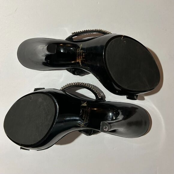 Playboy, Strappy Rhinestone 5.5" Black and Silver Heels, sz 9, Y2K - Picture 7 of 8